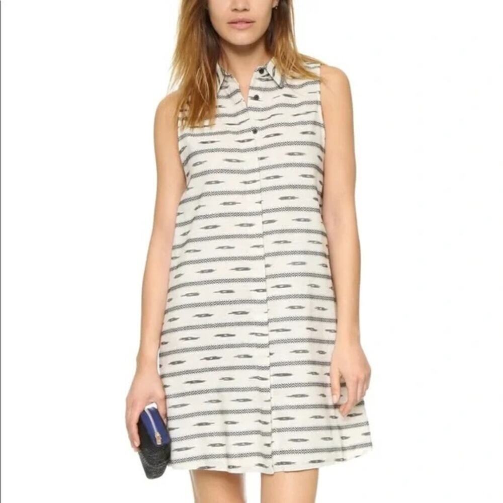 ALICE + OLIVIA Linen Blend Shirt Dress Womens Small Boho Indie Chic Southwestern